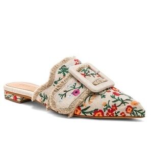 Schutz Maiara Floral Linen Mules Slides size 7.5 -NEW